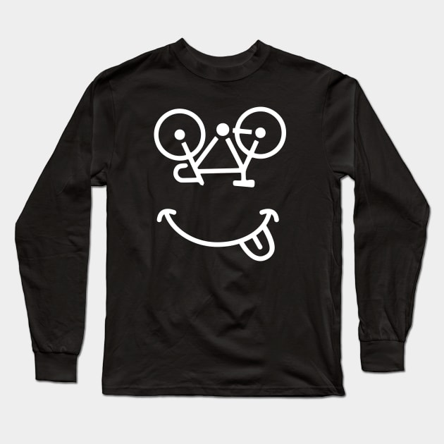 Bicycle Smiley funny face Long Sleeve T-Shirt by Alema Art